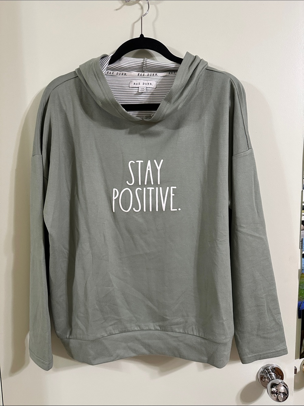 Rae Dunn Sage Green "Stay Positive" Hoodie
